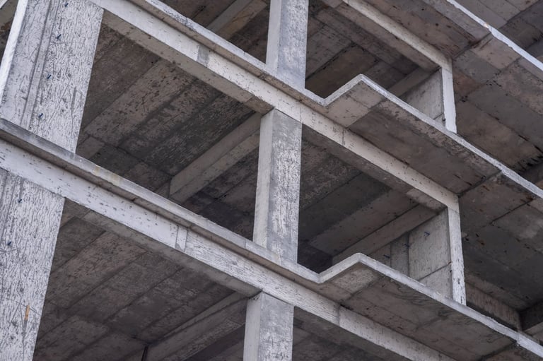 Unfinished concrete building structure